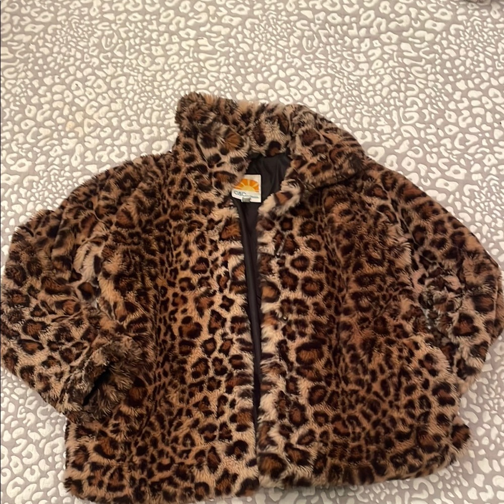 Leopard Print Faux Fur Jacket